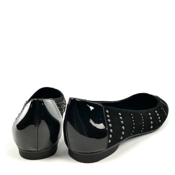 New Donald J Pliner Darren Black Studded Suede & Patent Leather Ballet Flat 8.5 - Picture 7 of 11